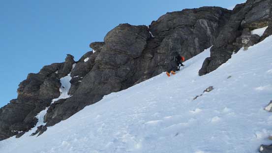 Ben finishing down-climbing the gully