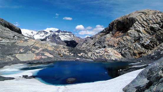 A beautiful tarn at the toe of Mons Glacier