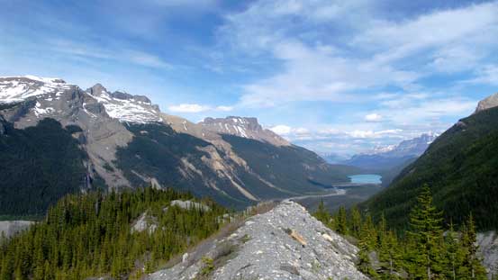 Walking down the moraine crest. Glacier Lake will be our Day 3's destination