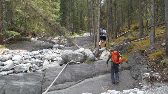 Hiking up the dry creek bed