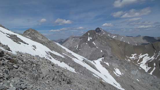 On the descent, looking towards the NE peak and Aylmer