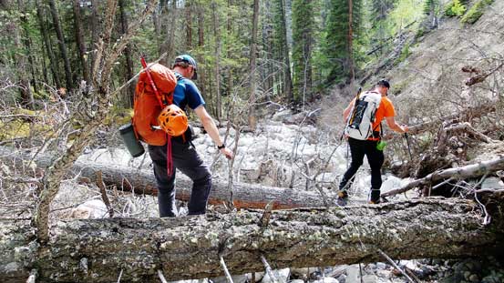 Descending the lower drainage