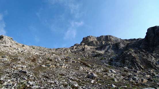 Ascending the broad gully