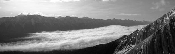 Panorama of the valley fog in Elk Valley. Click to view large size.