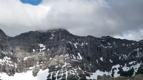 The summit of Mt. Sarrail is also hidden in clouds