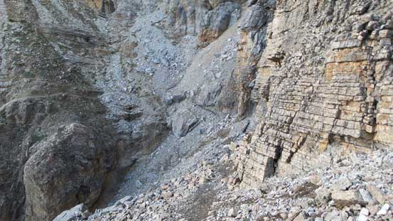One of the few scree bowl traverses