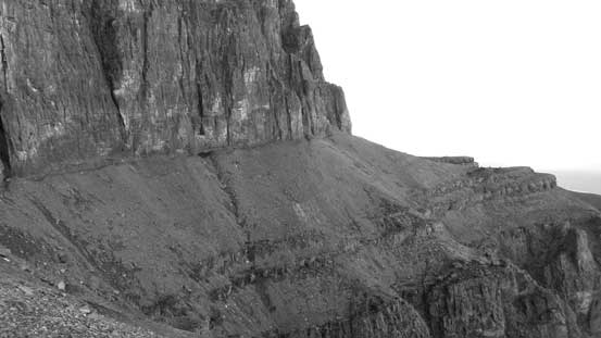 There were 4 scree bowls to traverse over. In total it's just short of 2 km.