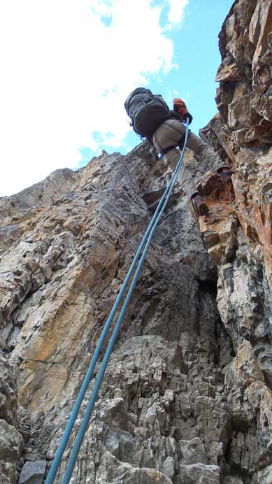 Here's the 1st rappel down the Dragon's Back