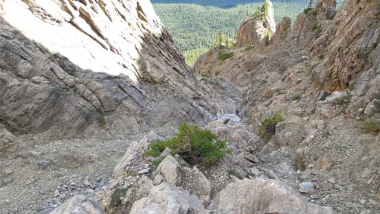 Descending the lower cliff bands