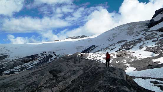 We ascended easy slabby ground