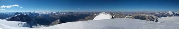 Partial summit panorama from Lyell II. Click to view large size.