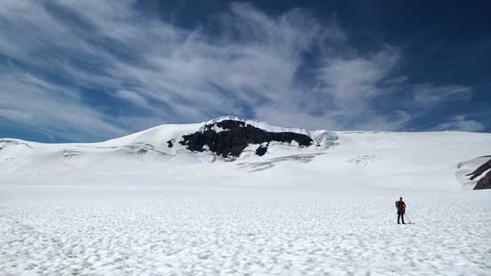 Looking back at Vern marching across the low bowl
