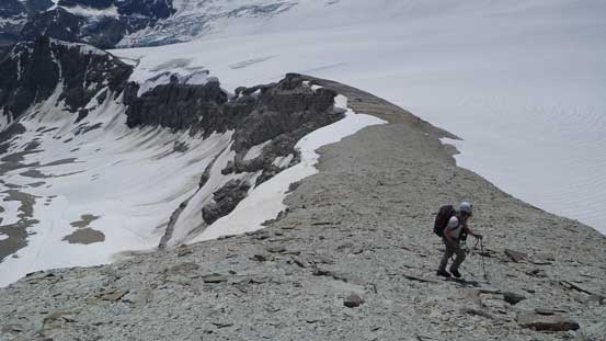 Ben ascending the easy scree