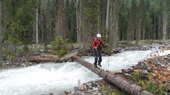 Ben walking across the bridge