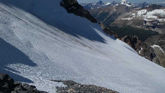 Looking back at the first glacier crossing