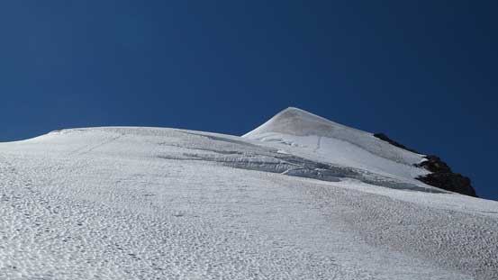 Mt. Huber starts to show a lot of ice on its routes