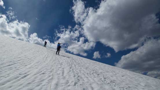 Descending the glacier
