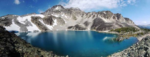 Panorama of the upper Welsh Lake from our camp. Click to view large size.