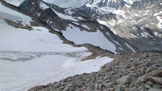 I decided to keep descending to the low col and then ascend the other ridge