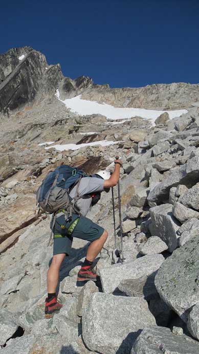 Eric slogging up the typical boulders
