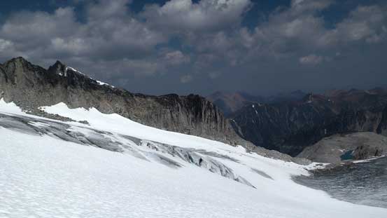 There're fair number of crevasses on this glacier...