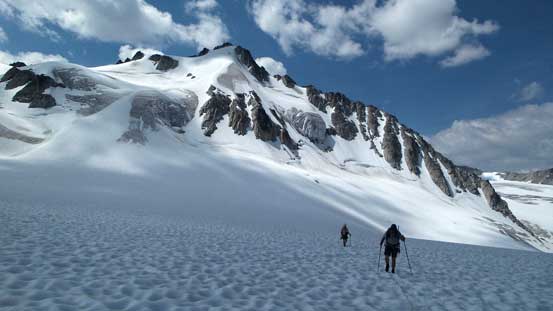 Marching across the glacier, with North Star Peak behind