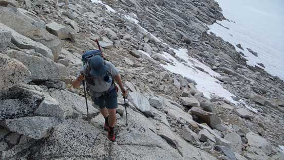 Eric ascending the typical terrain. Yes, more boulders...