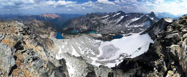 Another panorama from the summit showing all 4 lakes. Click to view large size.