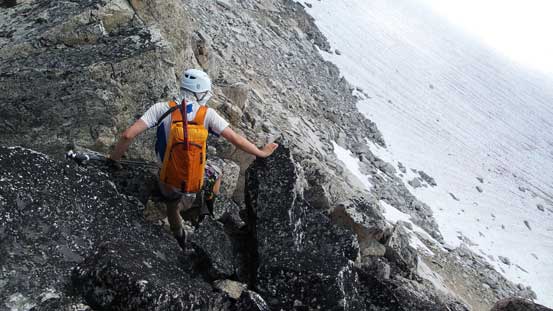 Ben descending from Carmarthen Peak