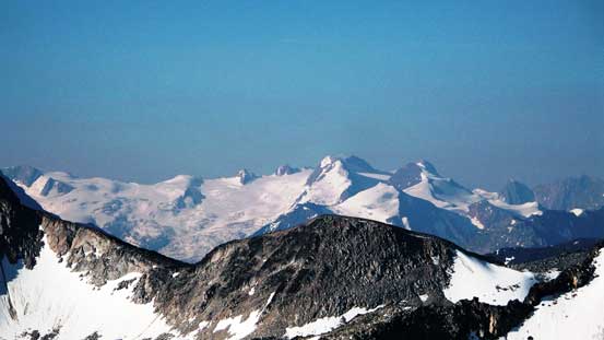 A tele-photo of Jumbo Mountain