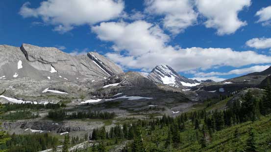 Here's roughly where we left the trail. South Burstall Pass at center