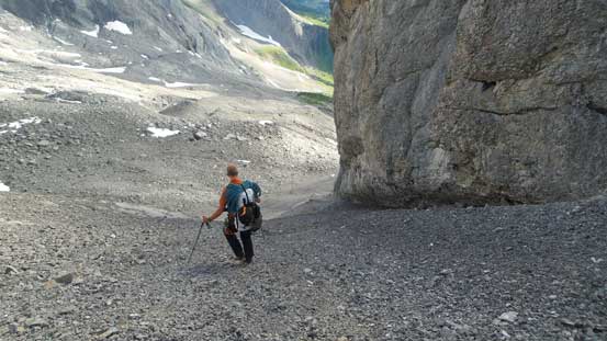 Vern descending the scree ramp