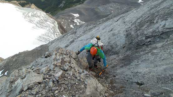Vern ascending the typical terrain on this route