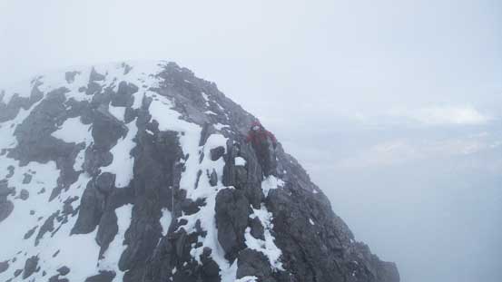 Ben coming down from the false summit
