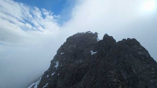Vern ascending the last few meters to the true summit