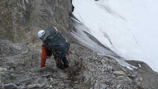 Ben descending to the low col