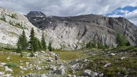 Down to the low point below South Burstall Pass now