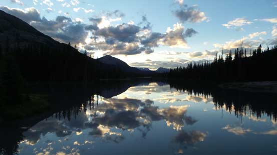 Dusk at "Mud Lake" near the Burstall Pass trail-head. Long day... 