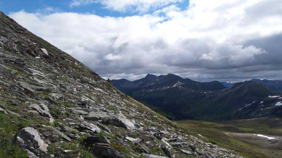 Terrain gets a bit steeper near the summit