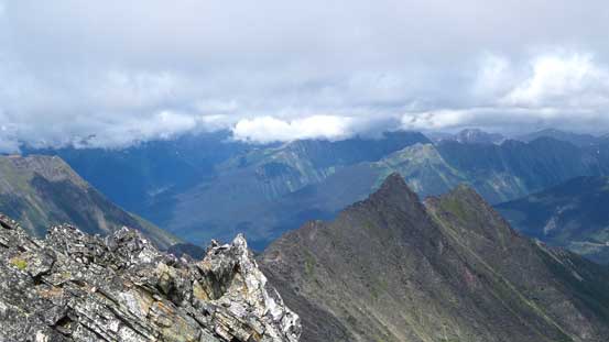 The peak in the foreground is The Blackwater Tusk. 