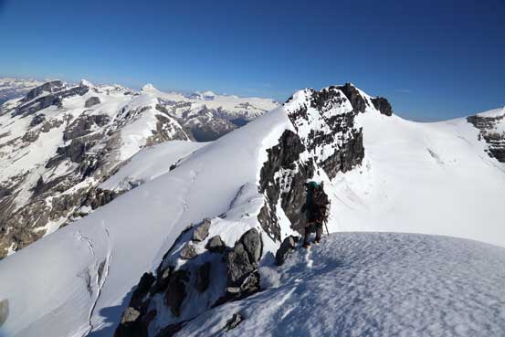 Me trying the ridge traverse towards Lyell IV. It didn't work... Photo by Ben