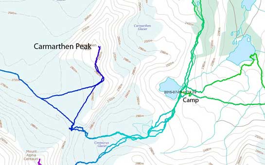 Carmarthen Peak ascent route