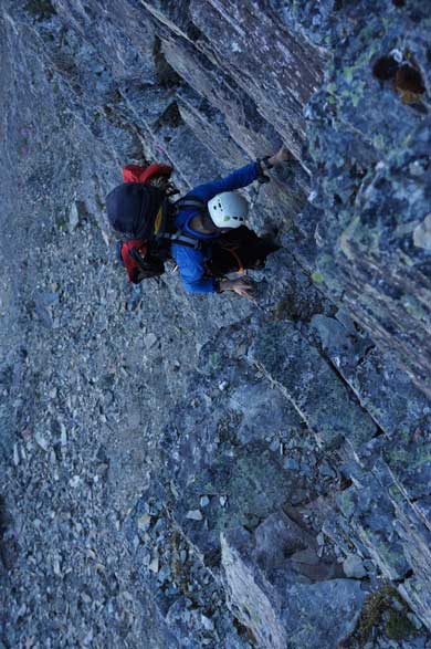 Me climbing up the crux. Photo by Ferenc