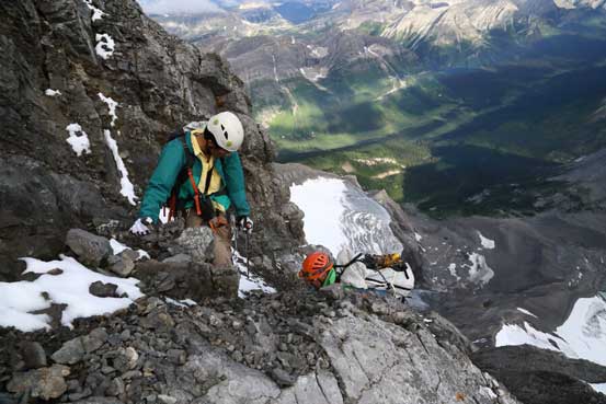 Me and Vern coming up a loose step on the NW face side.. Photo by Ben