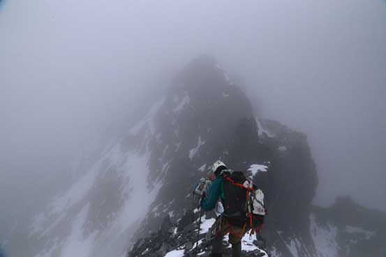 Vern and me starting the summit ridge traverse. Photo by Ben