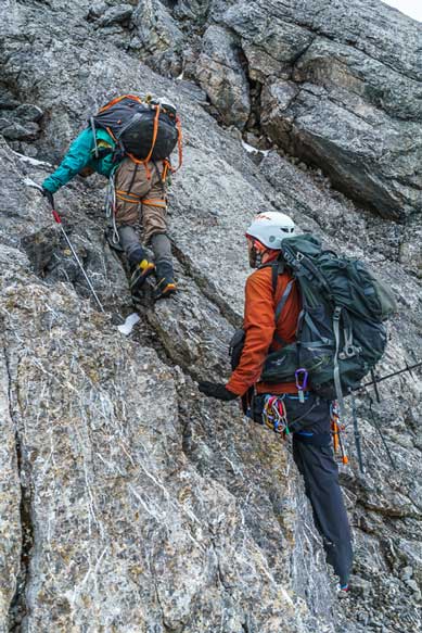 Me and Ben ascending one of the trickier steps on the NW Face side. Photo by Vern