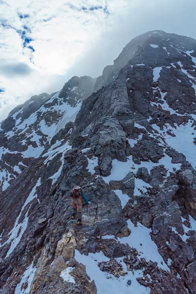 After regaining the ridge, this is me tackling the terrain ahead. Photo by Vern