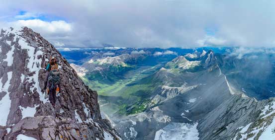 Re-gaining back to the false summit. Photo by Vern
