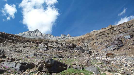 Now, already a long ways up the broad south gully.