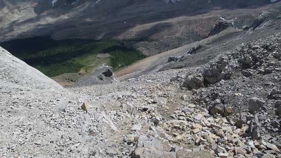Looking down the scramble route. Typical terrain